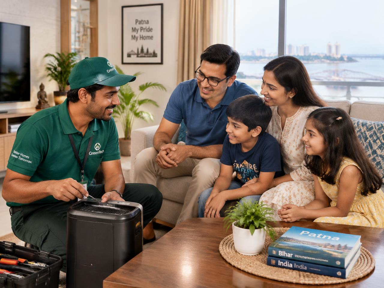 Service partner helping a family at home